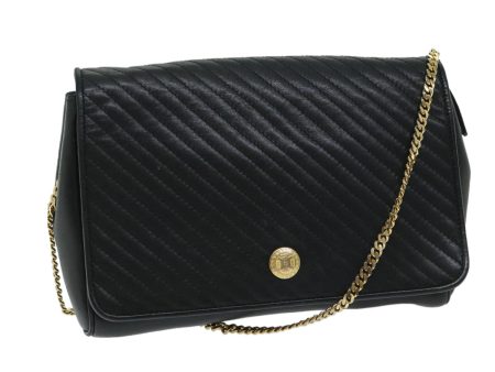 CELINE Chain Shoulder Bag Leather Black 67658 Online Hot Sale