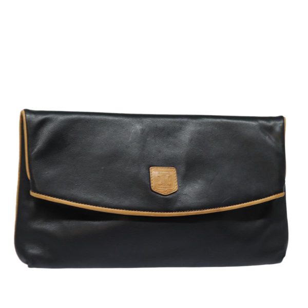 CELINE Clutch Bag Leather Black fm3562 Online now