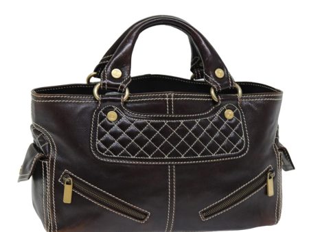 CELINE Hand Bag Leather Brown 74692 Online Sale