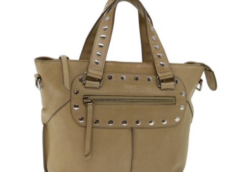 CELINE Hand Bag Leather Beige bs13273 For Discount