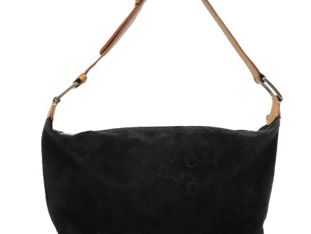 CELINE C Macadam Canvas Shoulder Bag Suede Black 87228 Discount