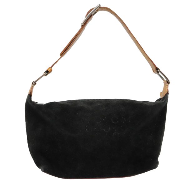 CELINE C Macadam Canvas Shoulder Bag Suede Black 87228 Discount