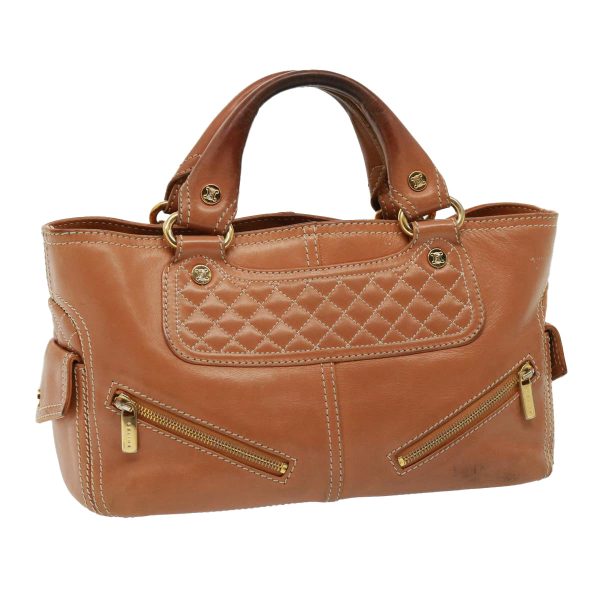 CELINE Hand Bag Leather Brown 77738 Online now