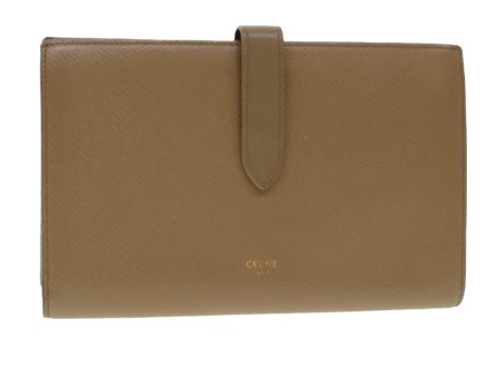 CELINE Long Wallet Leather Beige 43575 For Discount