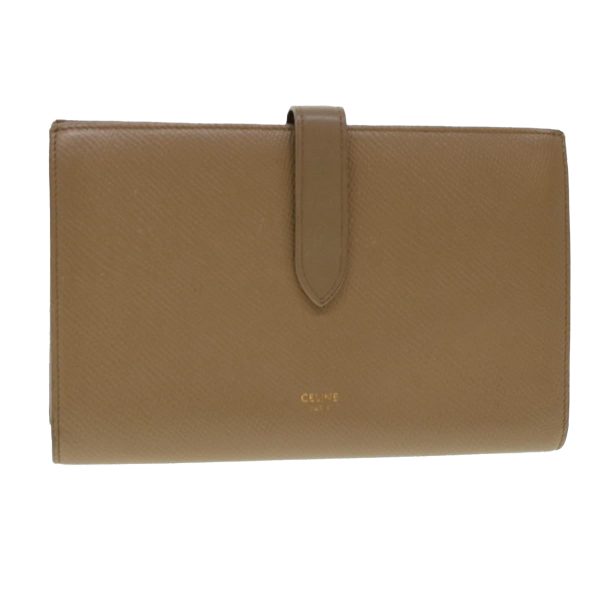 CELINE Long Wallet Leather Beige 43575 For Discount