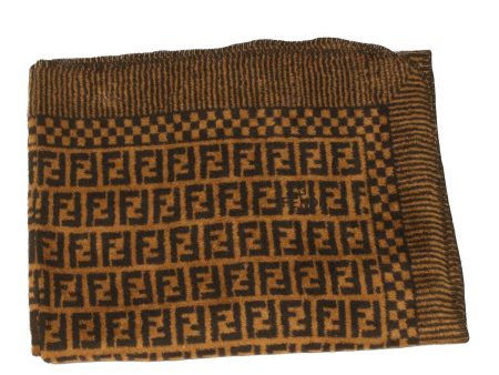 FENDI Zucca Canvas blanket cotton 137x220 Black Brown  bs4095 For Cheap