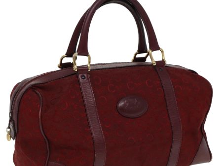 CELINE C Macadam Canvas Boston Bag Red 81013 For Sale