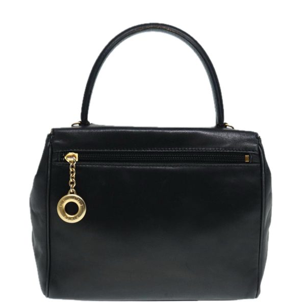 CELINE Hand Bag Leather Black Gold 90389 Fashion