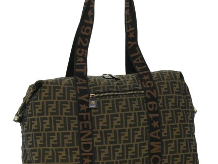 FENDI Zucca Canvas Boston Bag Black Brown  53373 Fashion