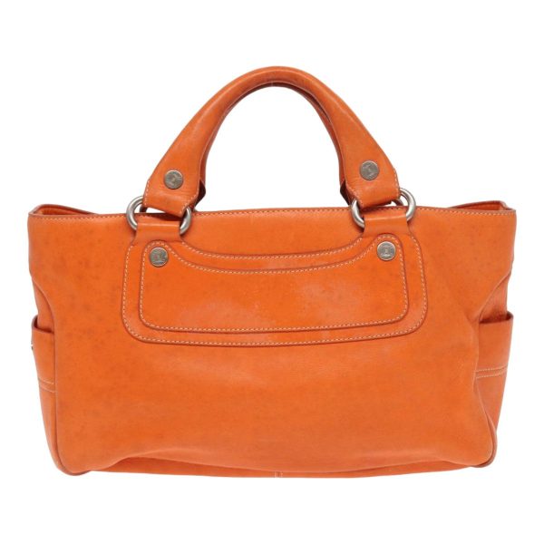 CELINE Hand Bag Leather Orange 84423 Cheap