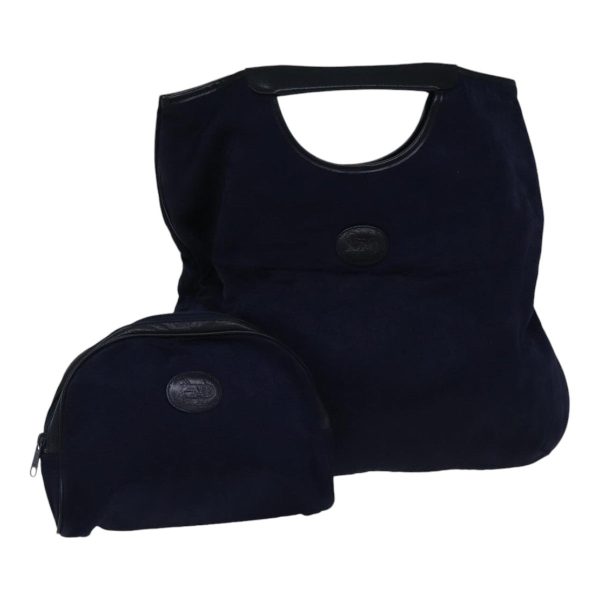 CELINE C Sulky Hand Bag Canvas 2Set Navy bs17690 on Sale