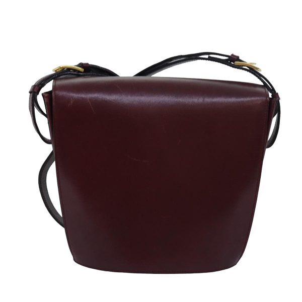 CELINE Circle Shoulder Bag Leather Red am6497 Online now