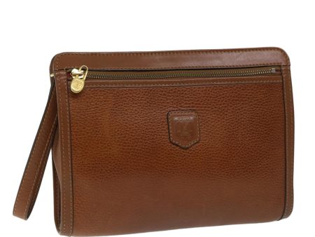 CELINE Clutch Bag Leather Brown 68346 Online now