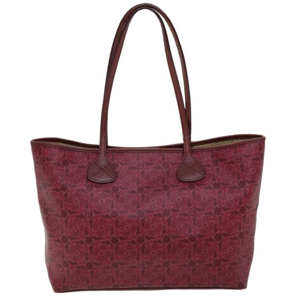 CELINE Horse Carriage Macadam Canvas Tote Bag PVC Leather Bordeaux 76141 Fashion