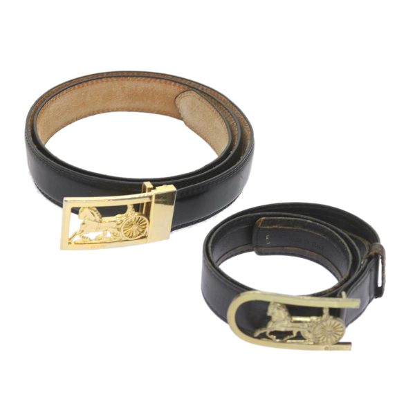 CELINE Horse Carriage Belt Leather 2Set Black bs9815 Hot on Sale