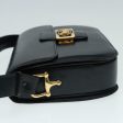 CELINE Horse Carriage Shoulder Bag Leather Black Gold 91297 Fashion