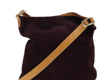 CELINE C Macadam Canvas Shoulder Bag Bordeaux 70179 on Sale