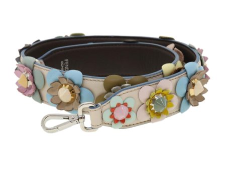 FENDI Strap you Flower Shoulder Strap Leather Multicolor White  am3278 Supply