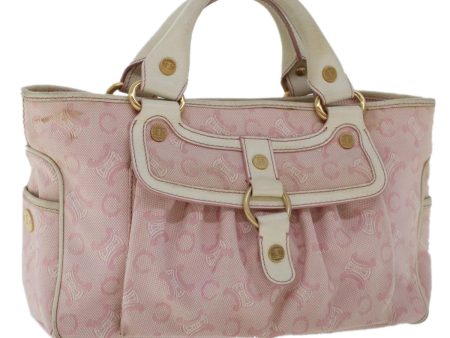 CELINE C Macadam Canvas Hand Bag Leather Pink yb138 on Sale