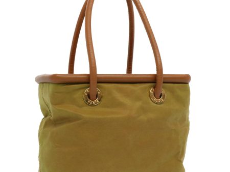 CELINE Hand Bag Nylon Leather Khaki 56308 Online Hot Sale