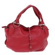 CELINE Hand Bag Leather Red 77381 Cheap