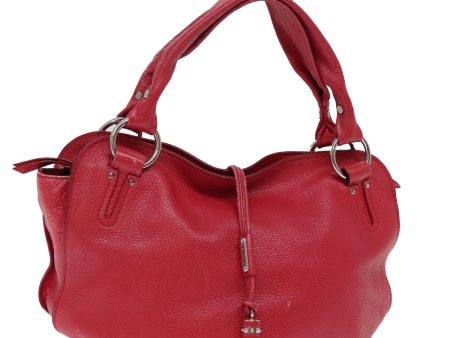 CELINE Hand Bag Leather Red 77381 Cheap