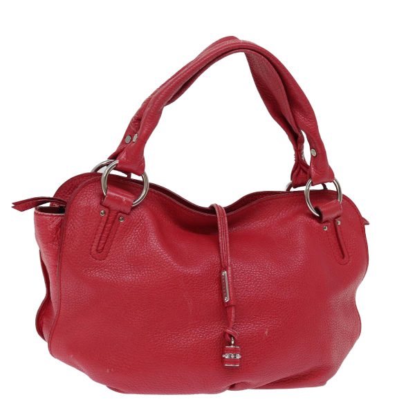 CELINE Hand Bag Leather Red 77381 Cheap