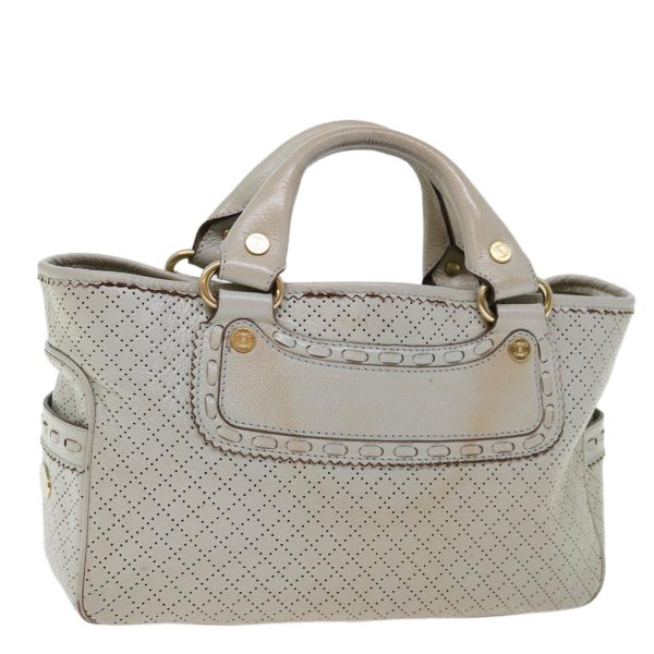 CELINE Hand Bag Leather Gray 70597 Hot on Sale