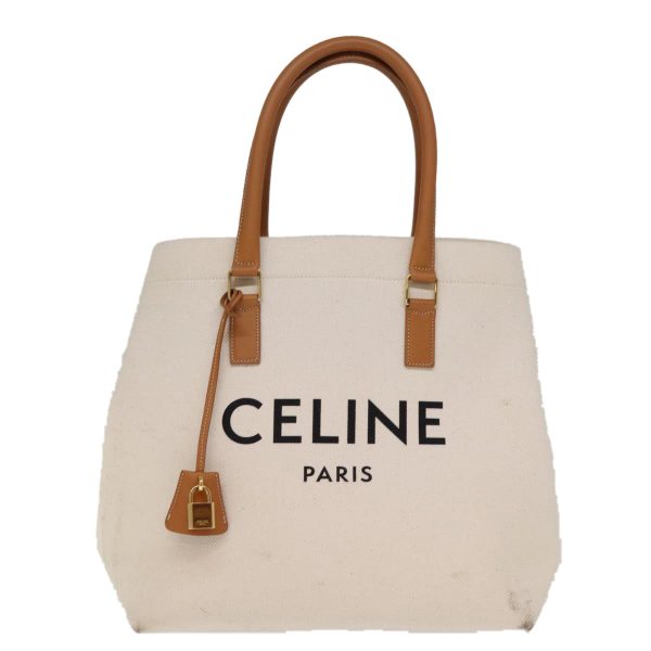 CELINE Horizontal Cabas Tote Bag Canvas Cream 74667 on Sale