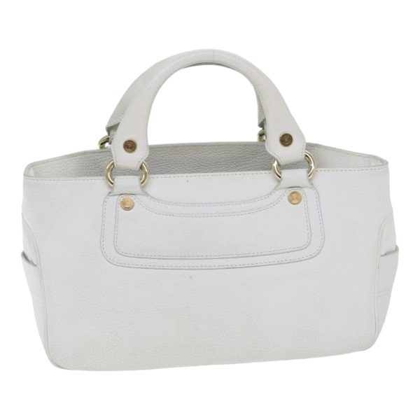 CELINE Boogie bag Hand Bag Leather White Gold fm3803 For Sale