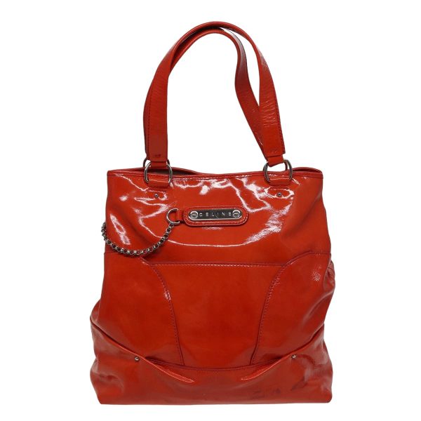 CELINE Hand Bag Enamel Orange 78274 For Sale