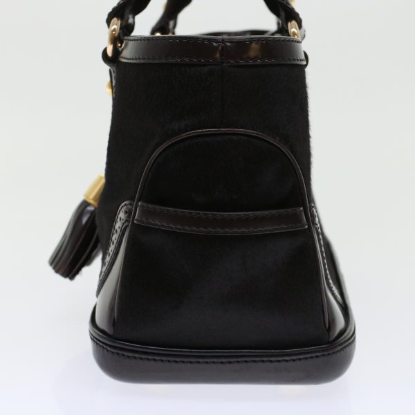 CELINE Hand Bag Enamel Harako Leather Dark Brown 45710 Online Sale