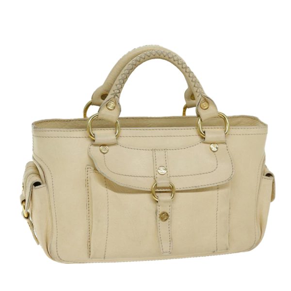 CELINE Boogie bag Hand Bag Leather Beige bs14379 For Cheap