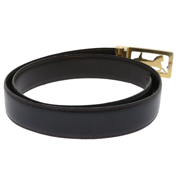 CELINE Horse Carriage Belt Leather 28  -32.3   Black ar9780 For Discount