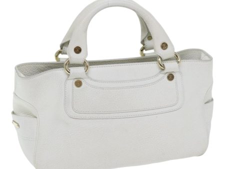 CELINE Boogie bag Hand Bag Leather White Gold fm3803 For Sale