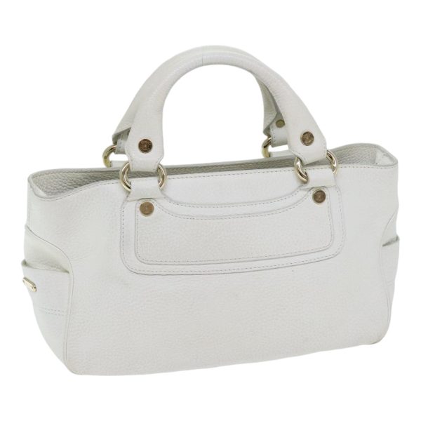 CELINE Boogie bag Hand Bag Leather White Gold fm3803 For Sale