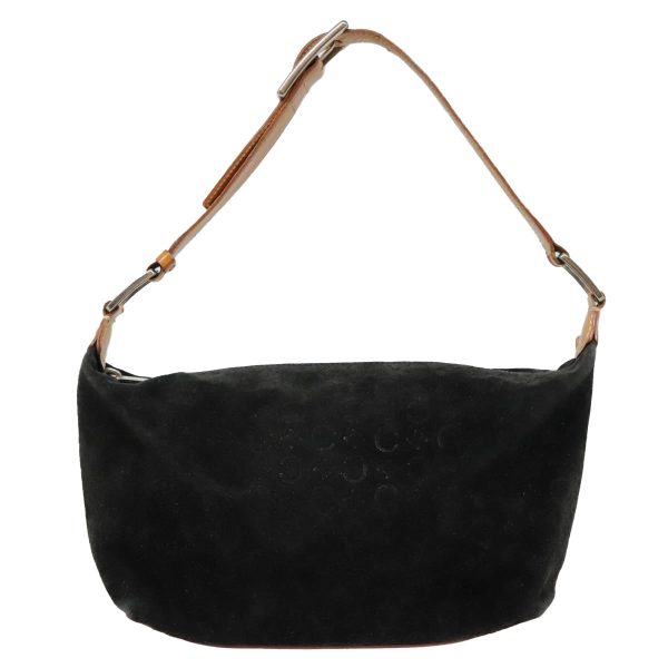 CELINE C Macadam Canvas Shoulder Bag Suede Black 87228 Discount