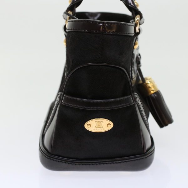 CELINE Hand Bag Enamel Harako Leather Dark Brown 45710 Online Sale