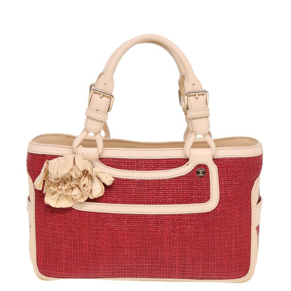 CELINE Boogie bag Hand Bag Straw Red yk13094 Fashion