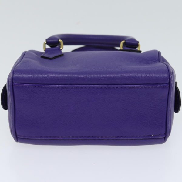 CELINE Hand Bag Leather 2way Purple 69720 For Discount