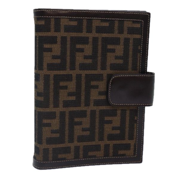 FENDI Zucca Canvas Day Planner Cover Brown Black gold  ac3226 Fashion