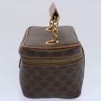 CELINE Macadam Canvas Vanity Cosmetic Pouch PVC Leather Brown 62674 For Discount