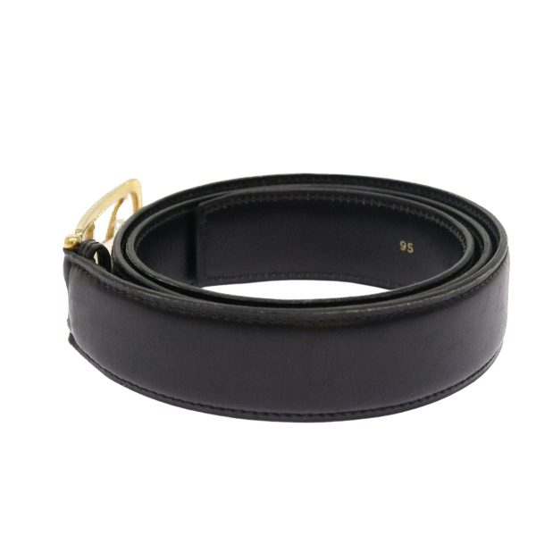 CELINE Horse Carriage Belt Leather 35.4  -37.8   Black Gold 54945 on Sale