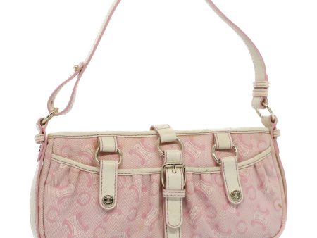 CELINE C Macadam Canvas Shoulder Bag Leather Pink ep1844 Online