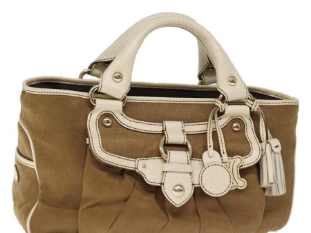 CELINE Hand Bag Canvas Brown 75136 Discount