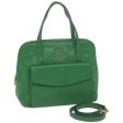 CELINE Hand Bag Leather 2way Green 66491 For Discount