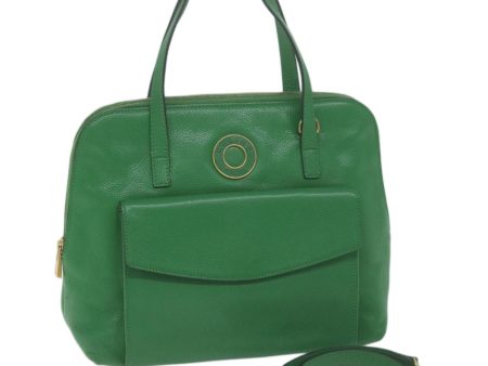 CELINE Hand Bag Leather 2way Green 66491 For Discount