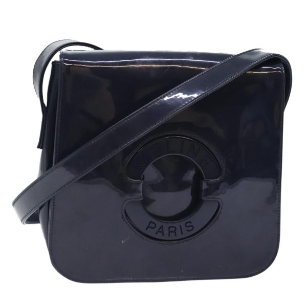 CELINE Circle Shoulder Bag Enamel Navy Silver 90803 Online Hot Sale