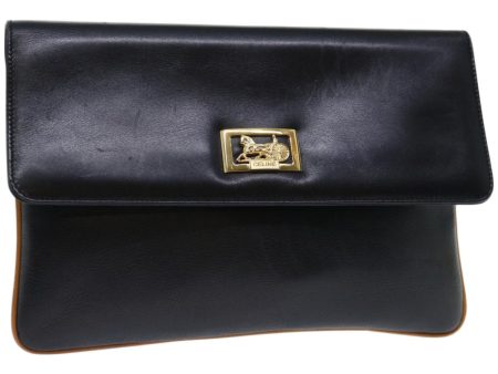 CELINE Clutch Bag Leather Black 68363 Discount