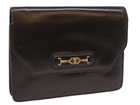 CELINE Clutch Bag Leather Brown bs8620 For Cheap